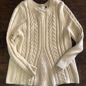 CAbi Cream Lace Up Back Sweater